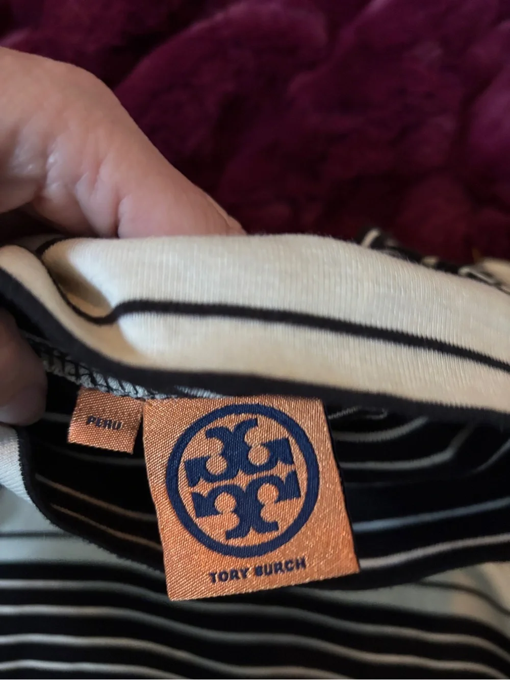 Tory Burch Classic Black & cream Striped Long-Sleeve turtleneck size medium